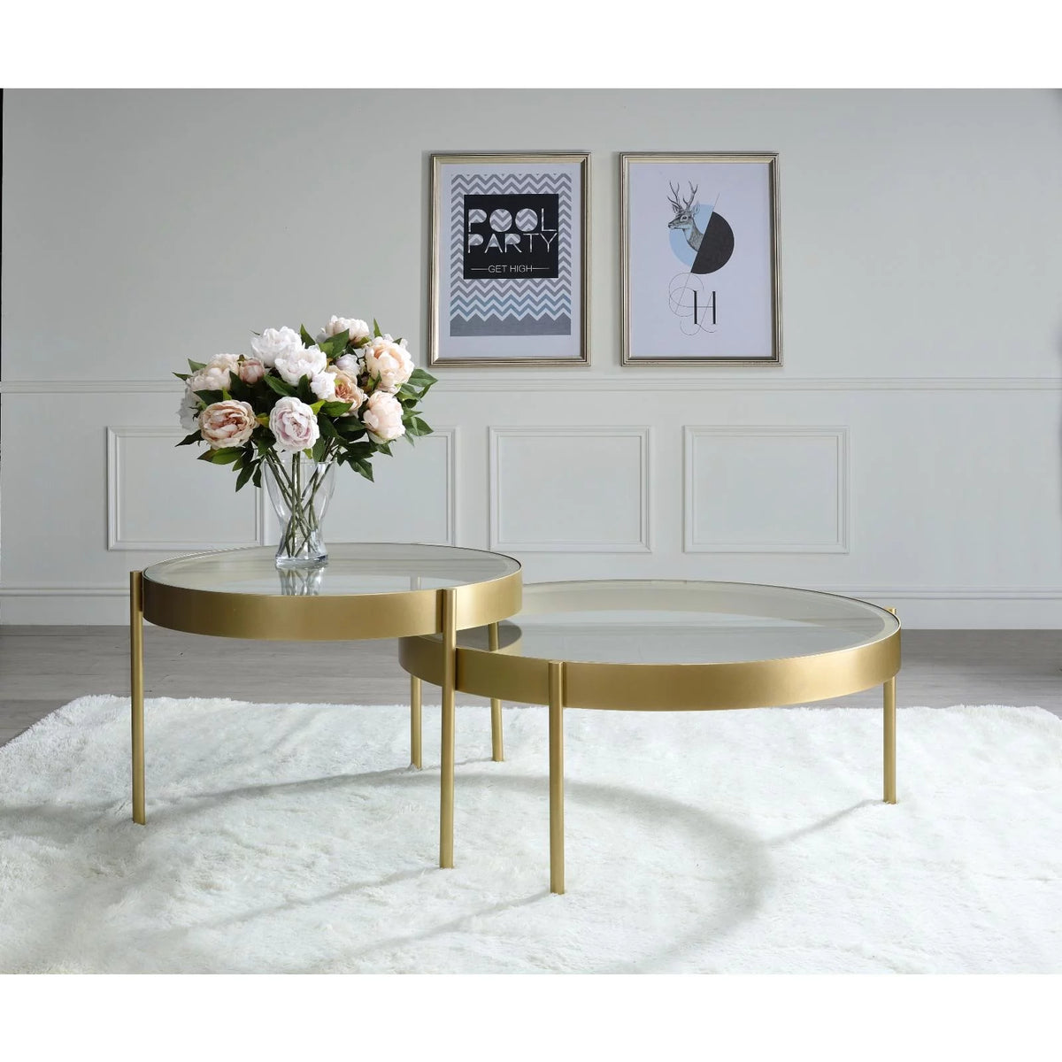 2-Piece Round Glass Top Nesting Tables G627