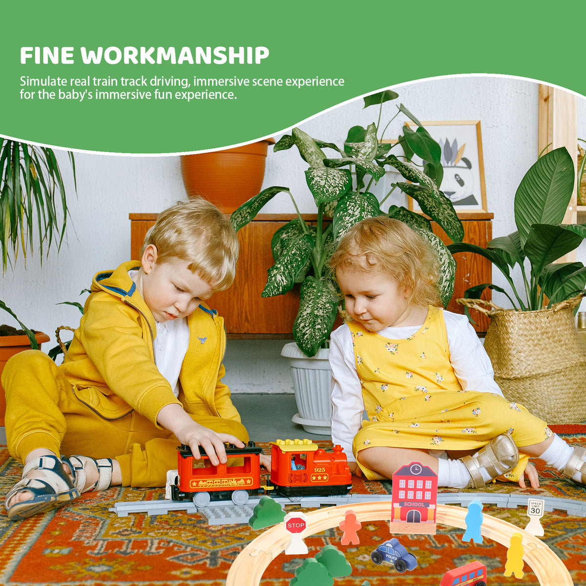 Kids Wooden Train Set Toy B45850