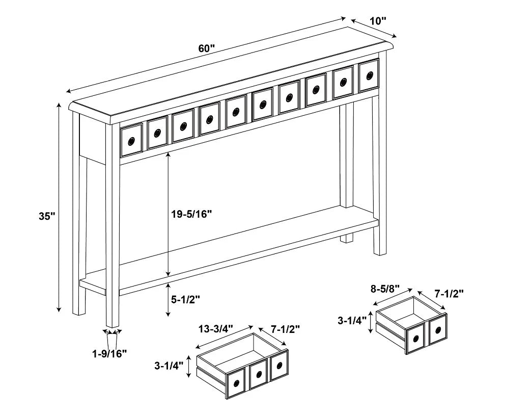 Gray 4-Drawer Console Table with Shelf I47165
