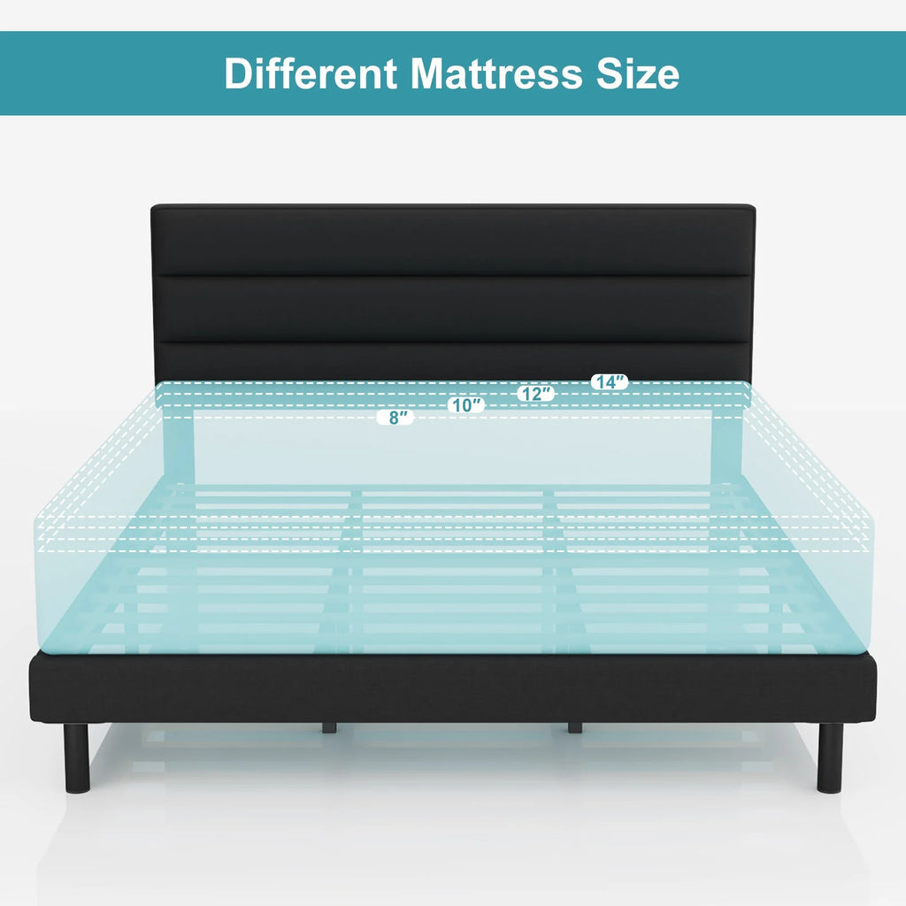 Queen Size Wingback Fabric Upholstered Bed Frame U81451