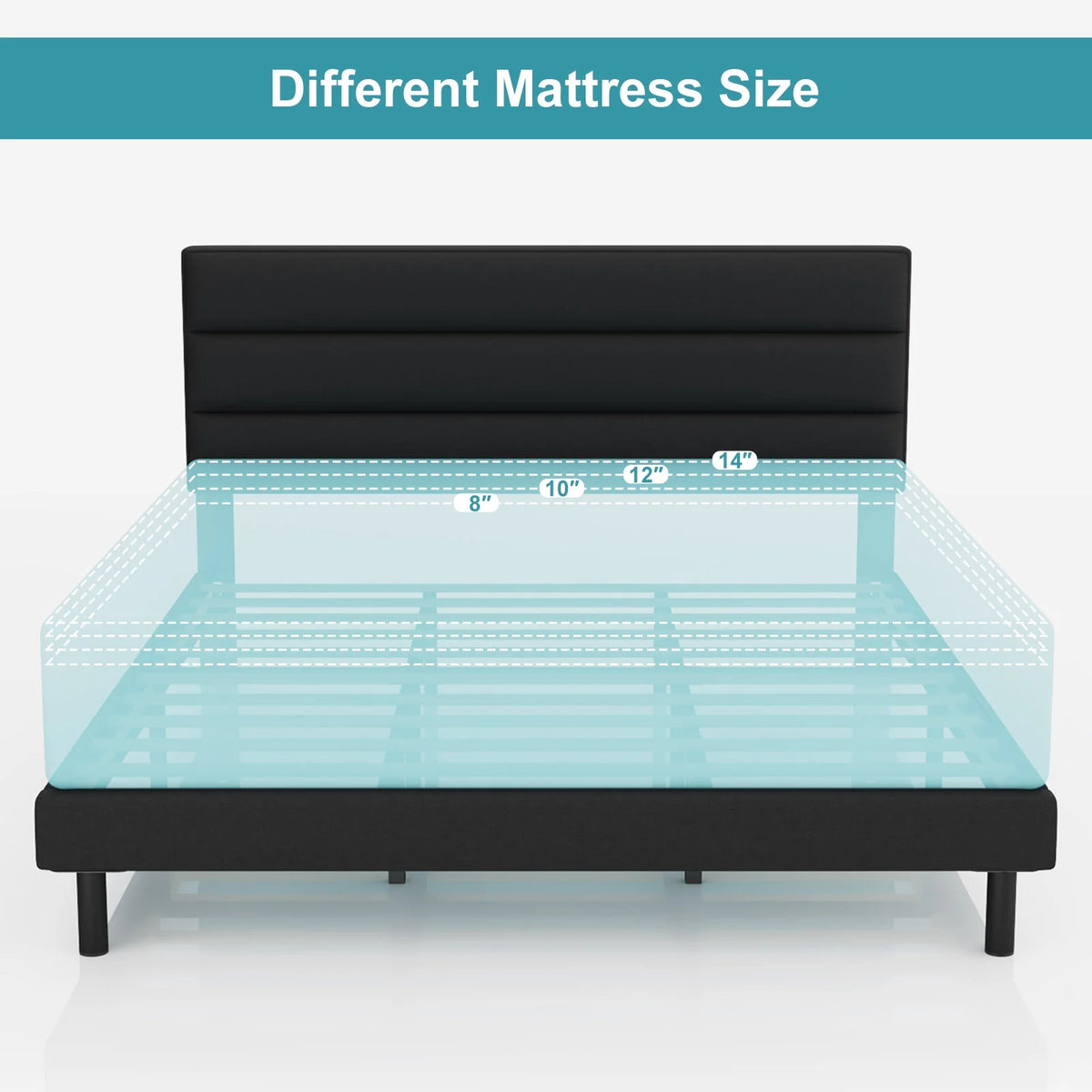 Queen Size Wingback Fabric Upholstered Bed Frame U81451