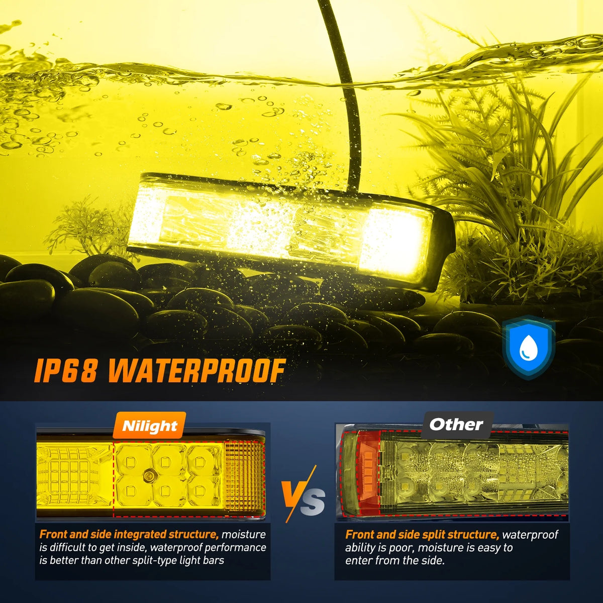 Amber LED Light Bar Pods 2PCS 6.5 Inch 60W Flood Spot Beam Combo Work Light F3280