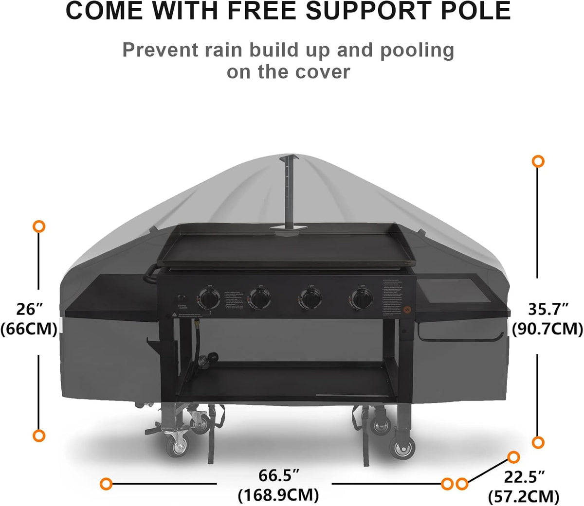Black 600D Waterproof Griddle Cover with Support Pole J82211