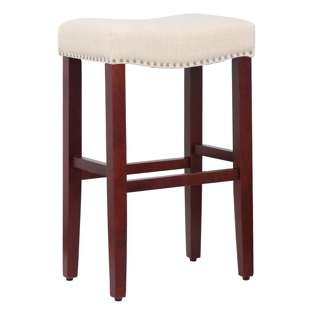 29 Inch Beige Upholstered Wood Bar Stools Z2893