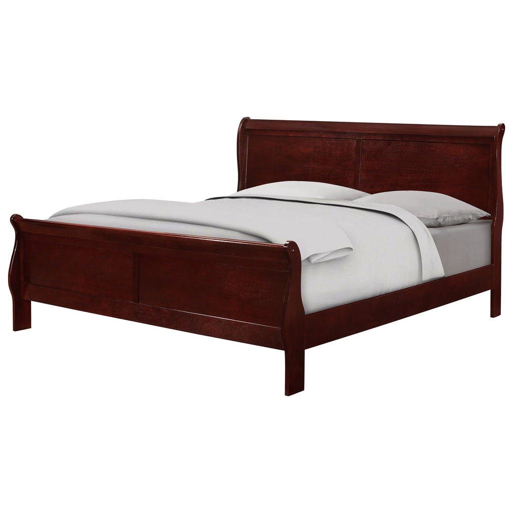4pc Twin Size Wood Bed Set Dresser Mirror Nightstand Cherry Finish I335