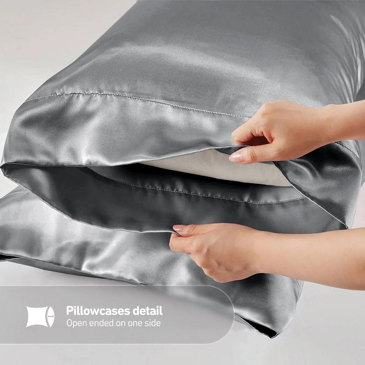 6 Piece Satin Sheet Set with Flat Sheet, Fitted Sheet, 4 Pillowcases Y582434