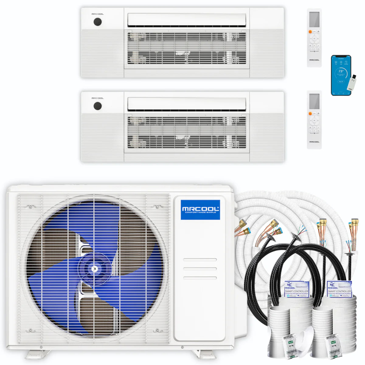 27,000 BTU 2 Zone Ceiling Cassette Ductless Air Conditioner and Heat Pump C209