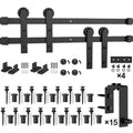 18ft Double Bypass Sliding Barn Door Hardware Kit Black Finish H405