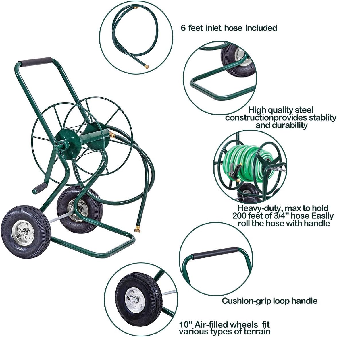 Steel Frame Garden Hose Reel Cart I877591