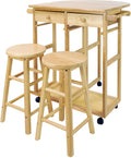 White Drop Leaf Breakfast Cart with 2 Stools H9895