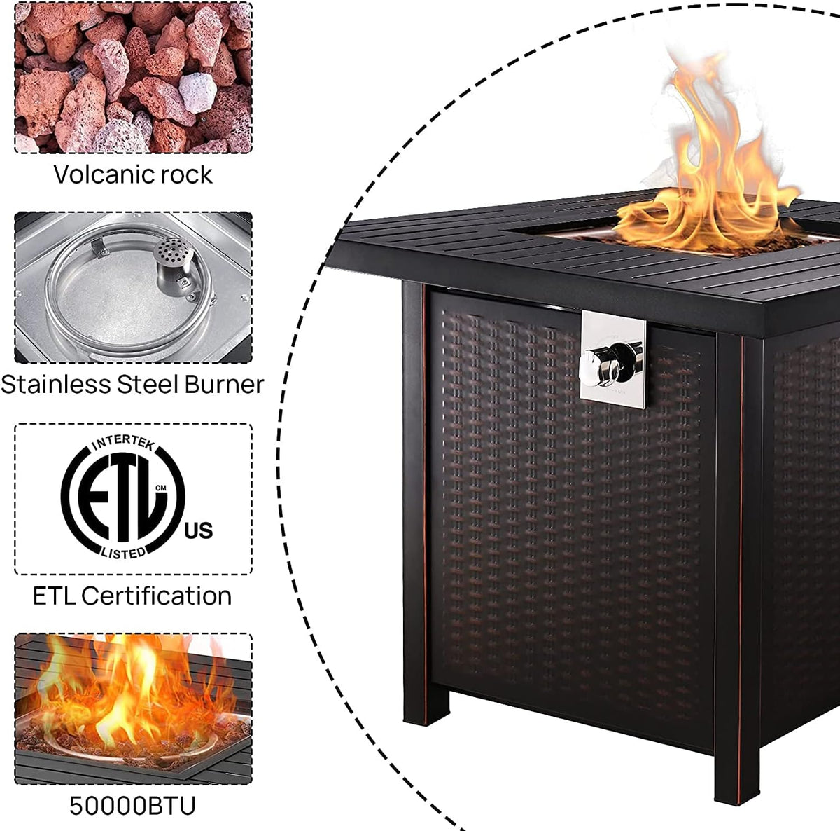 Propane Fire Pit Table with Lid D409542
