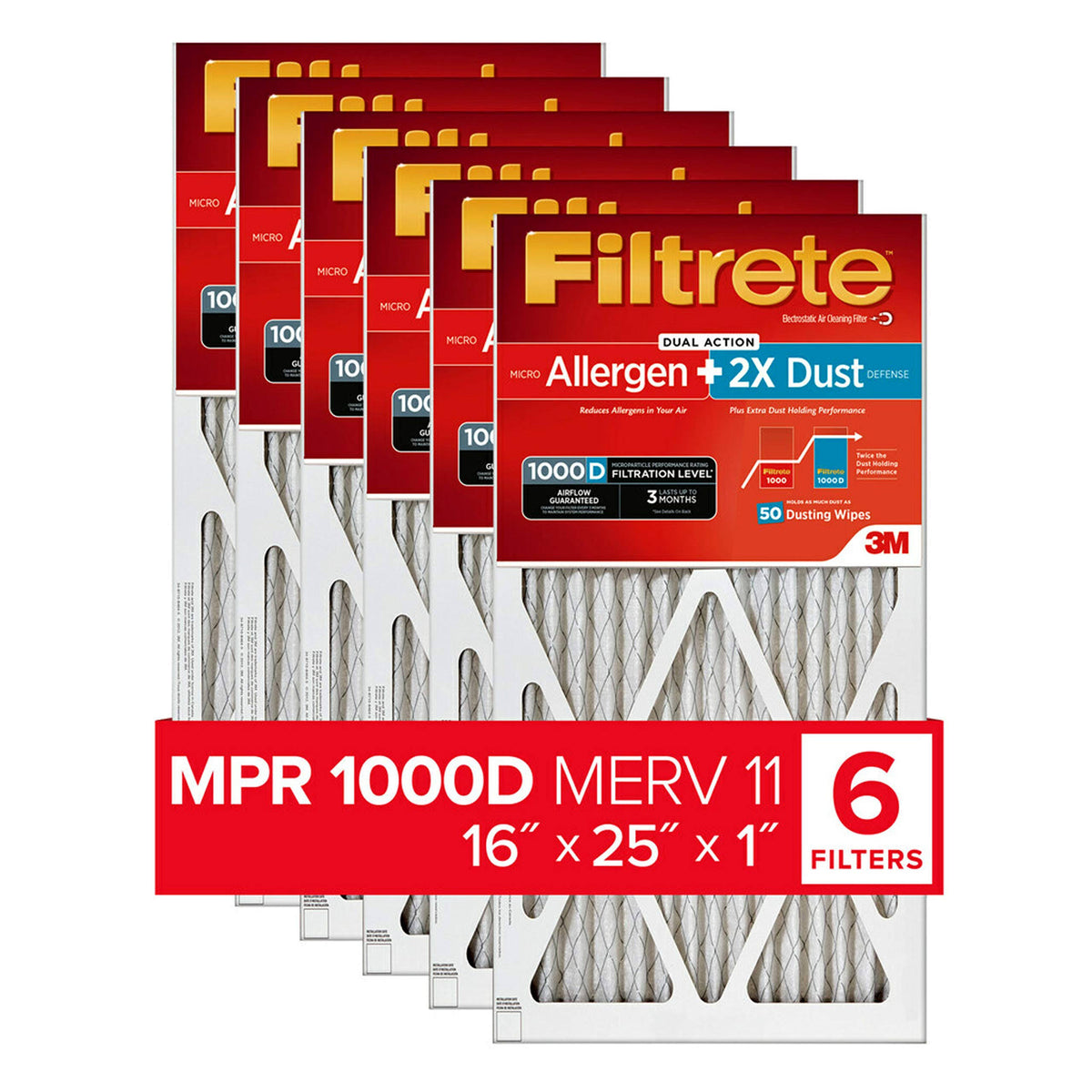 16x25x1 AC Furnace Air Filter 6-Pack Y5637