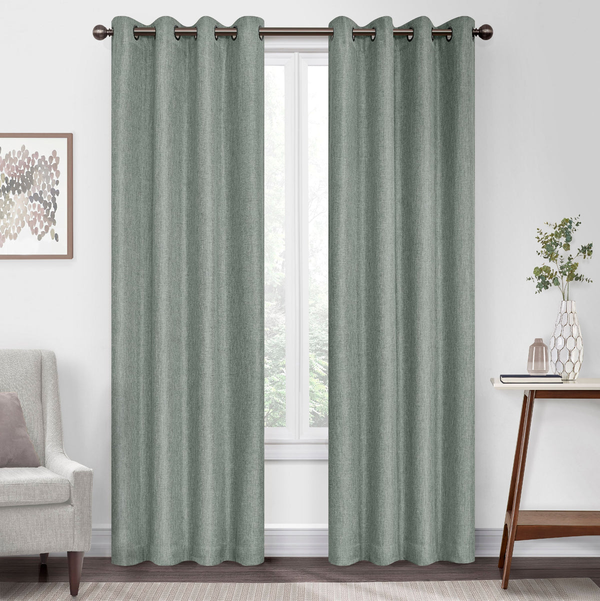 Celadon 50 x 95 Blackout Grommet Top Window Panel F8425