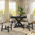 Extendable Dining Table Set with 4 Upholstered Chairs S782