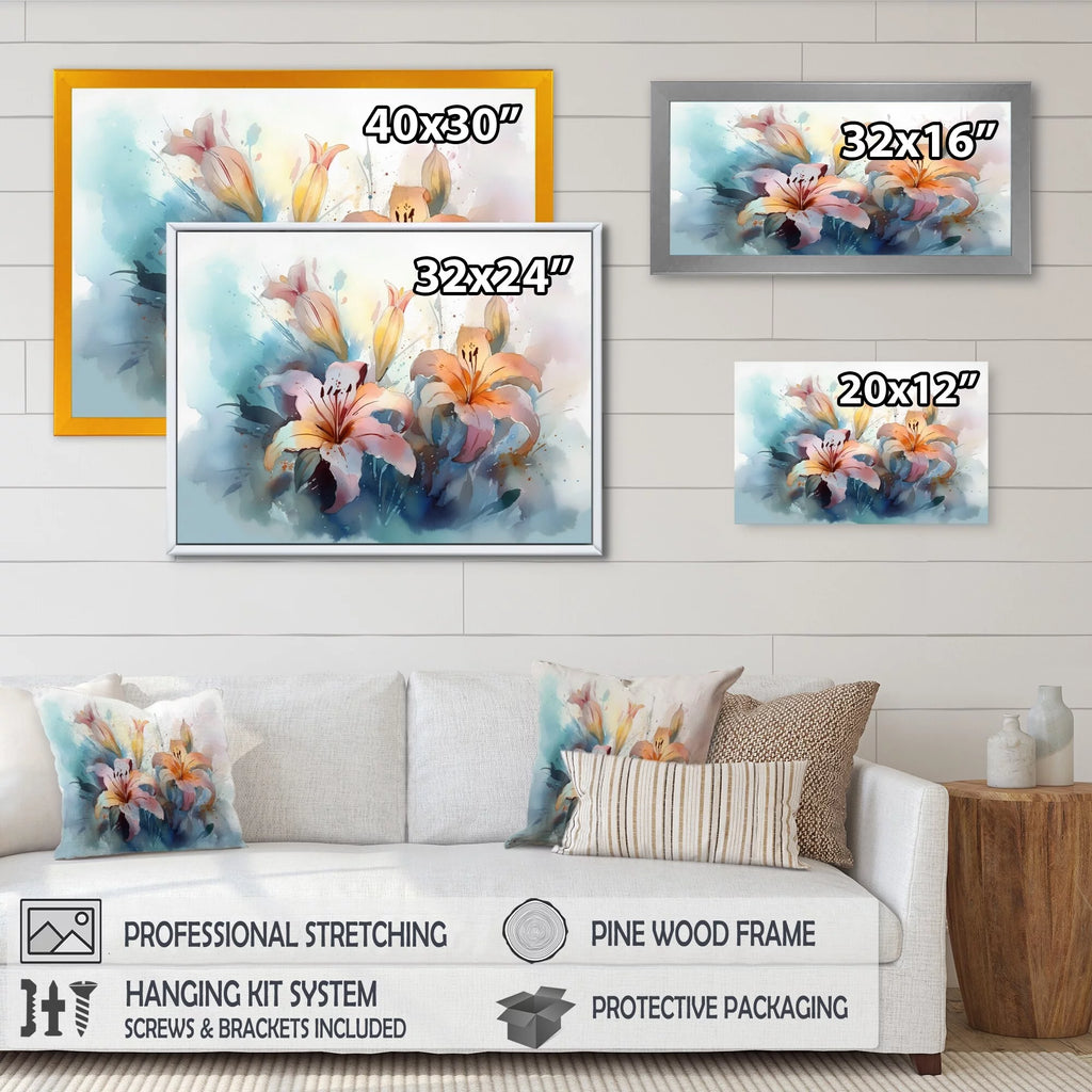 Floral Lily Canvas Wall Art 32 in. wide x 16 in. high U953577