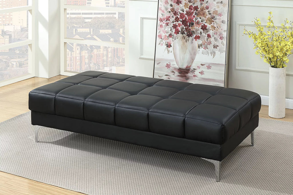 Black Bonded Leather Extra Large Ottoman Z557495