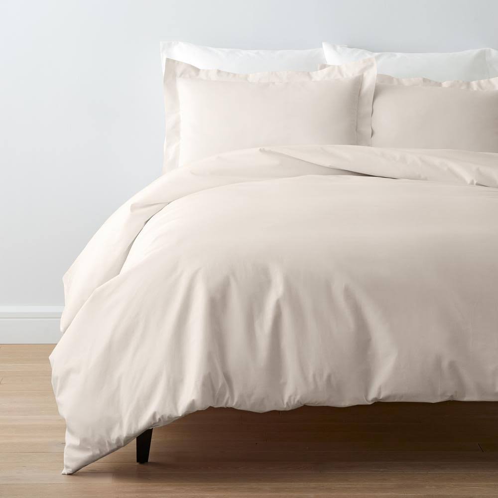 Ivory Solid Cotton Percale King Duvet Cover U22500