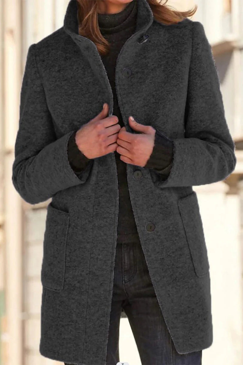Solid Color Mandarin Collar Outerwear P52023