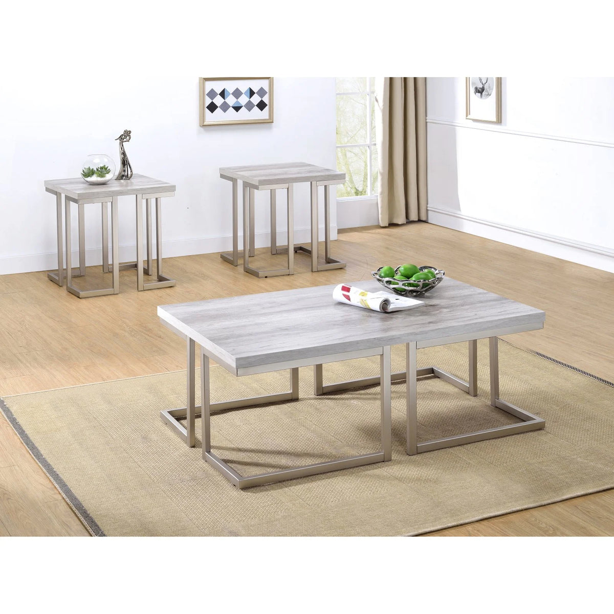 Driftwood Cocktail Table with Metal Base C459642