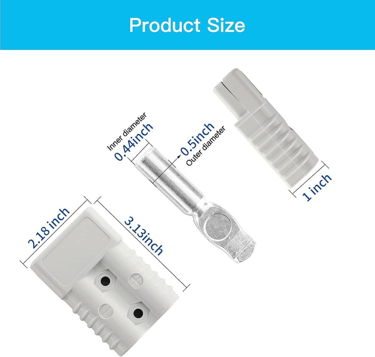 10 Pcs 1/0 Gauge 175A Battery Quick Connect Disconnect with Handle Grey Y874272
