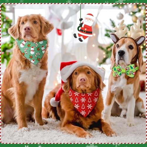 100 Pcs Christmas Dog Bandanas and Collar Bow Ties Set A2338