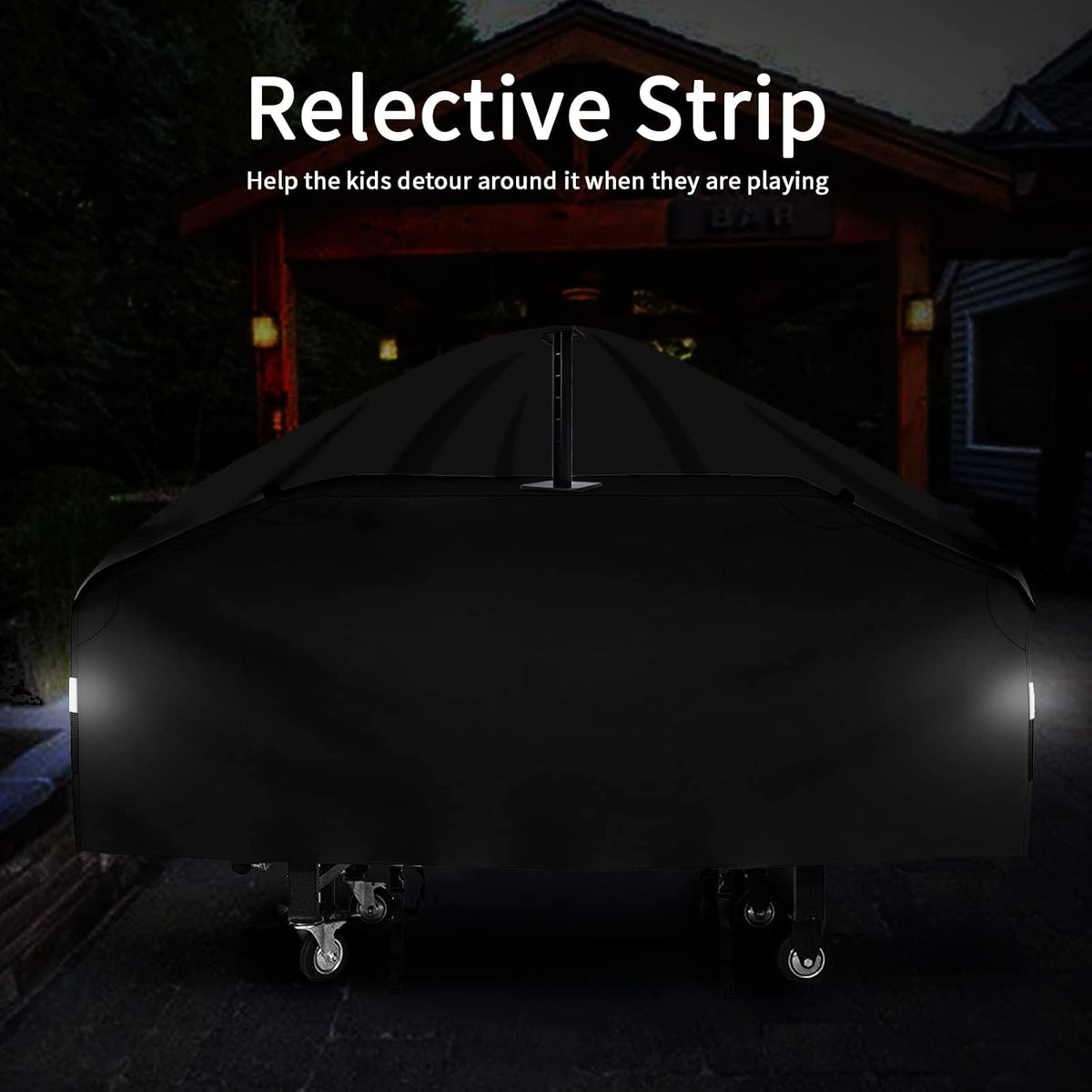Black 600D Waterproof Griddle Cover with Support Pole J82211