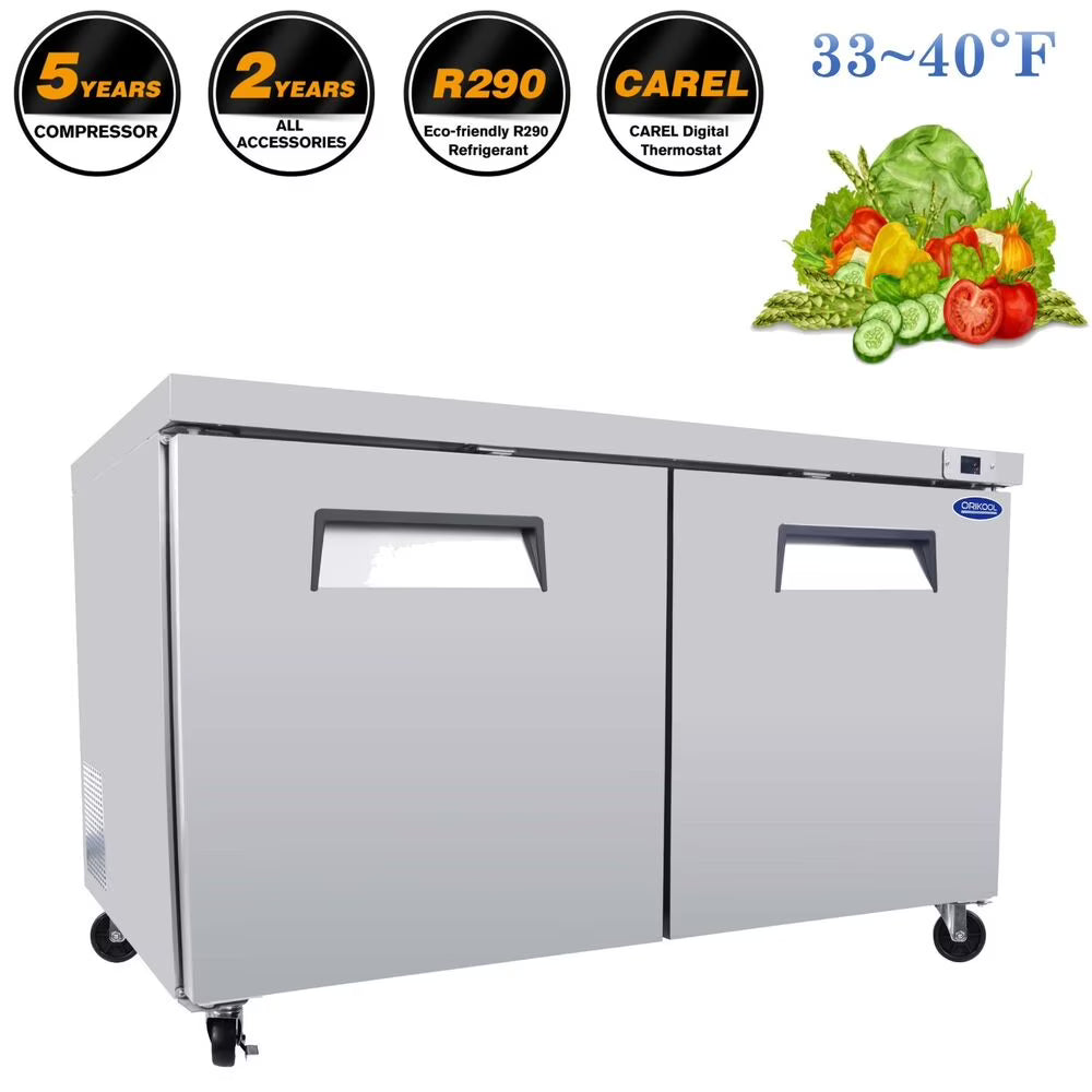 60" Stainless Steel Undercounter Work Top Refrigerator 18Cu.Ft B6071