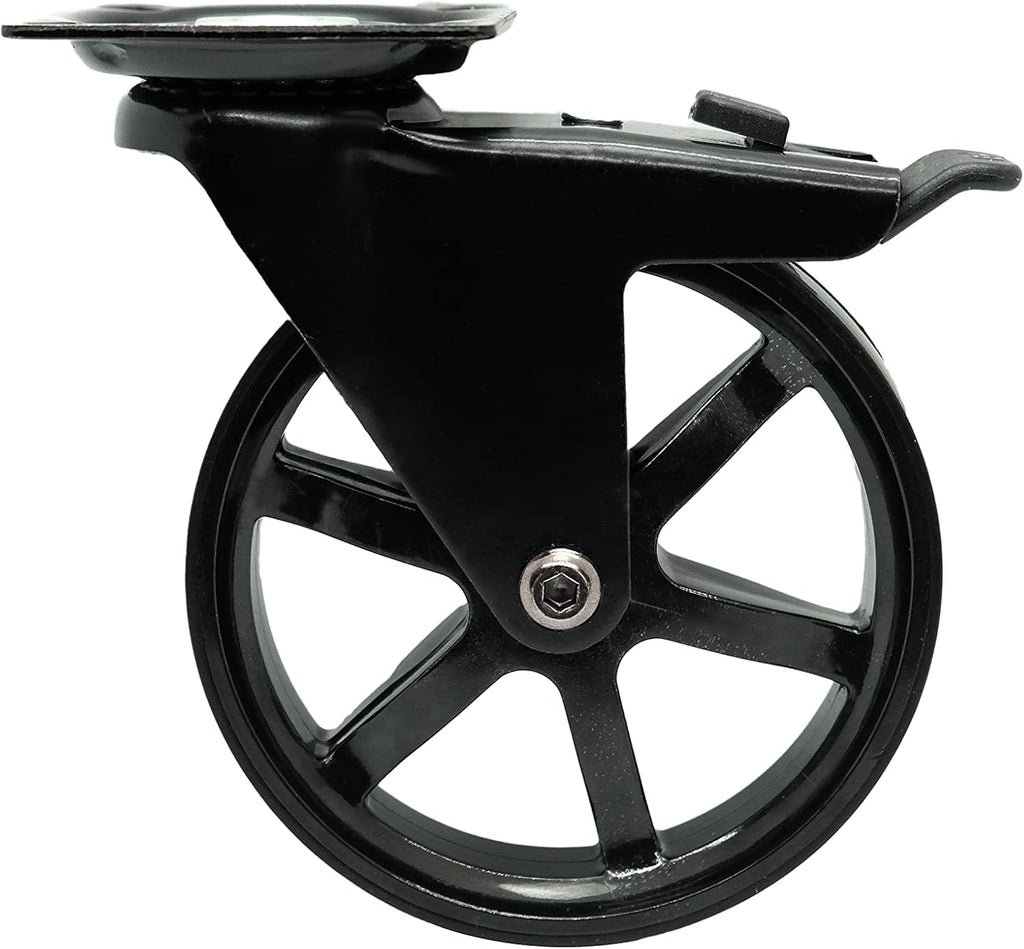 3 Inch Polyurethane Caster, Gloss Black, 4 Pack H1446