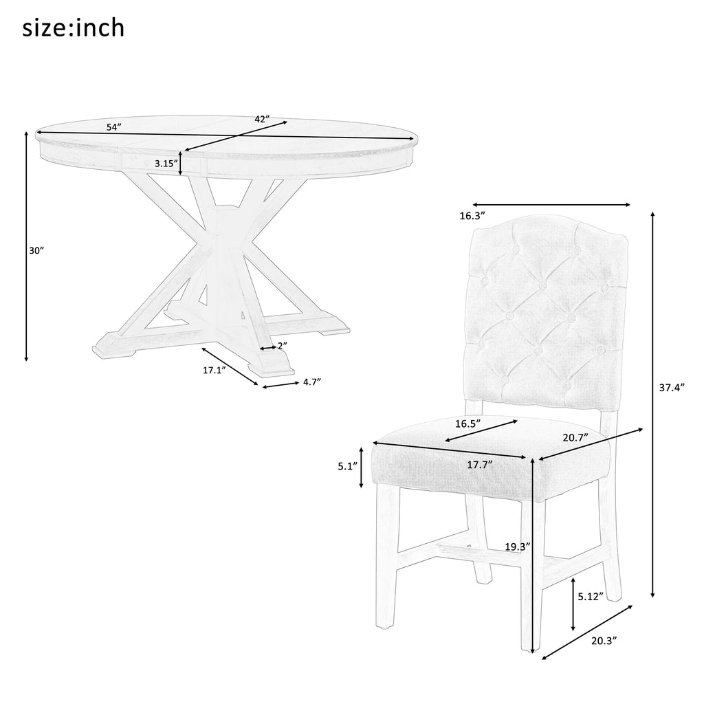 Extendable Dining Table Set with 4 Upholstered Chairs S782