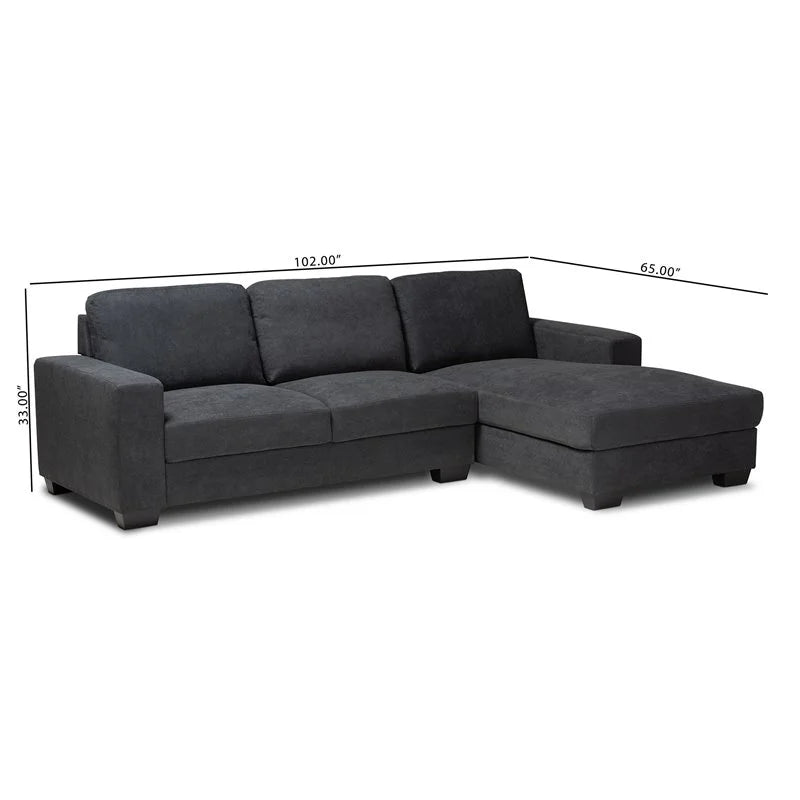 Dark Grey Sectional Sofa with Right Facing Chaise P750