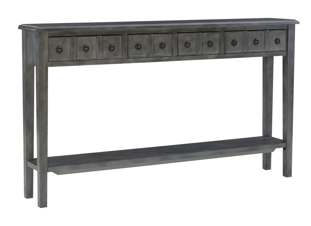 Gray 4-Drawer Console Table with Shelf I47165