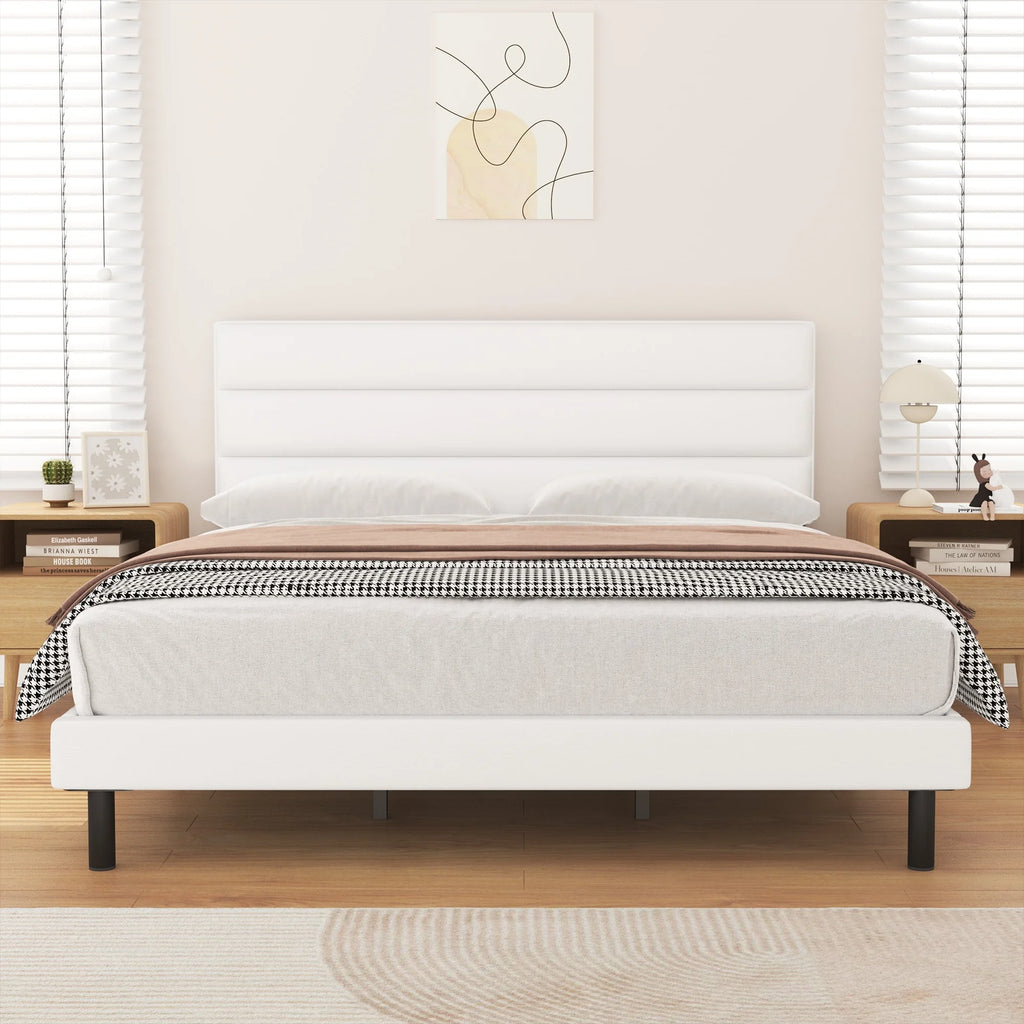 Queen Size Wingback Fabric Upholstered Bed Frame U81451