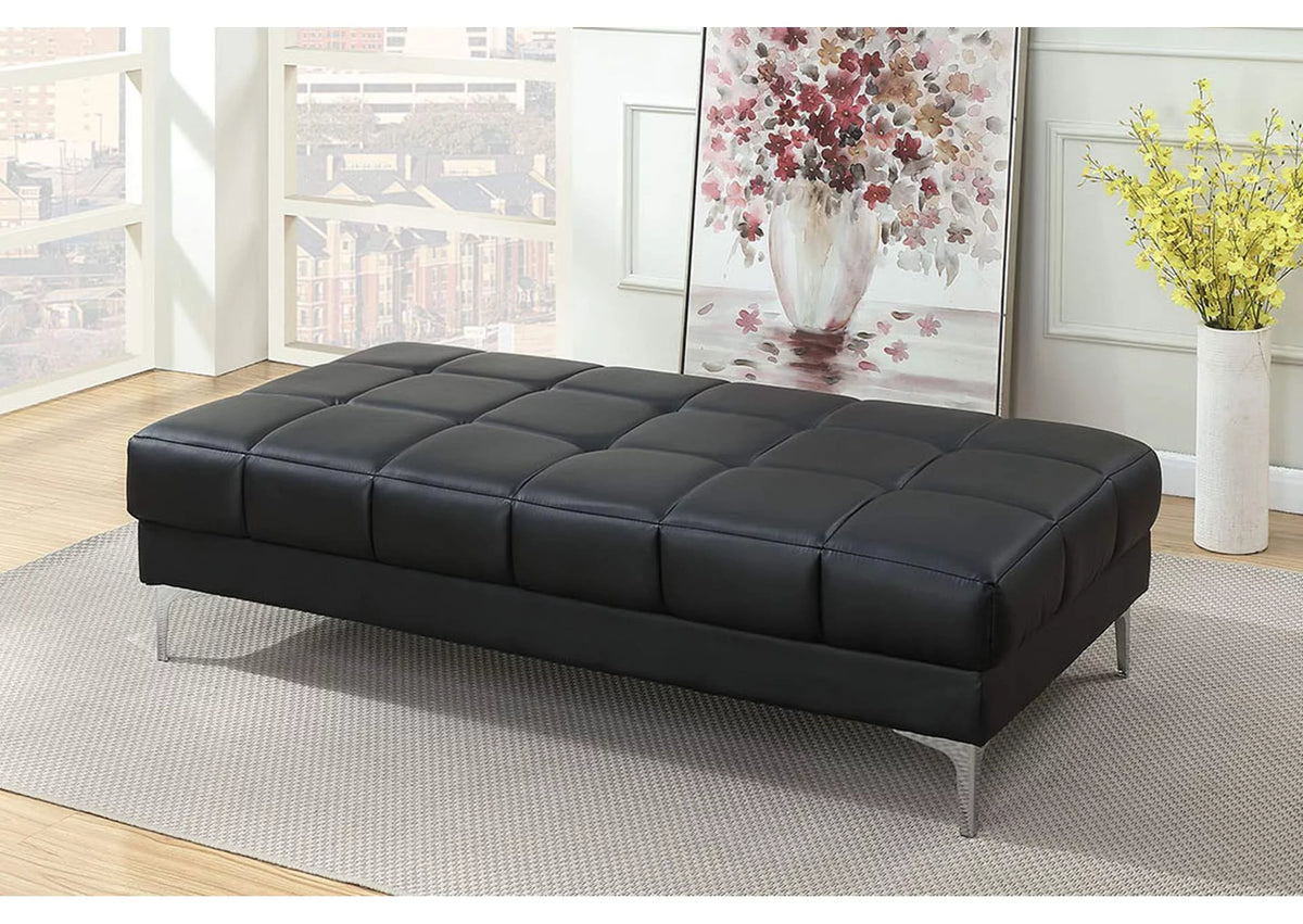 Black Bonded Leather Extra Large Ottoman Z557495