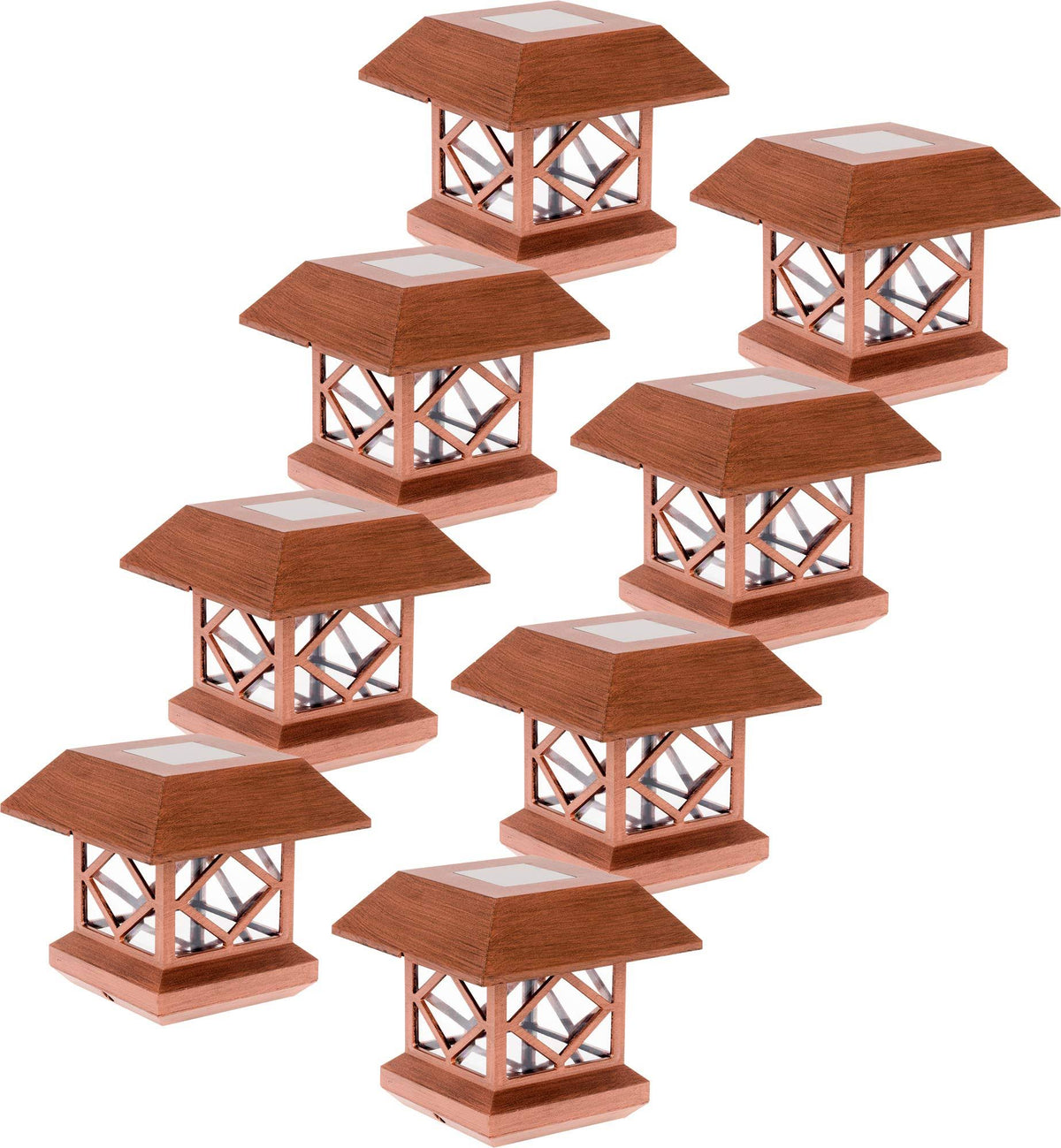 8 Pack Brushed Copper Solar Post Cap Light for 4x4 Wood Posts Y502