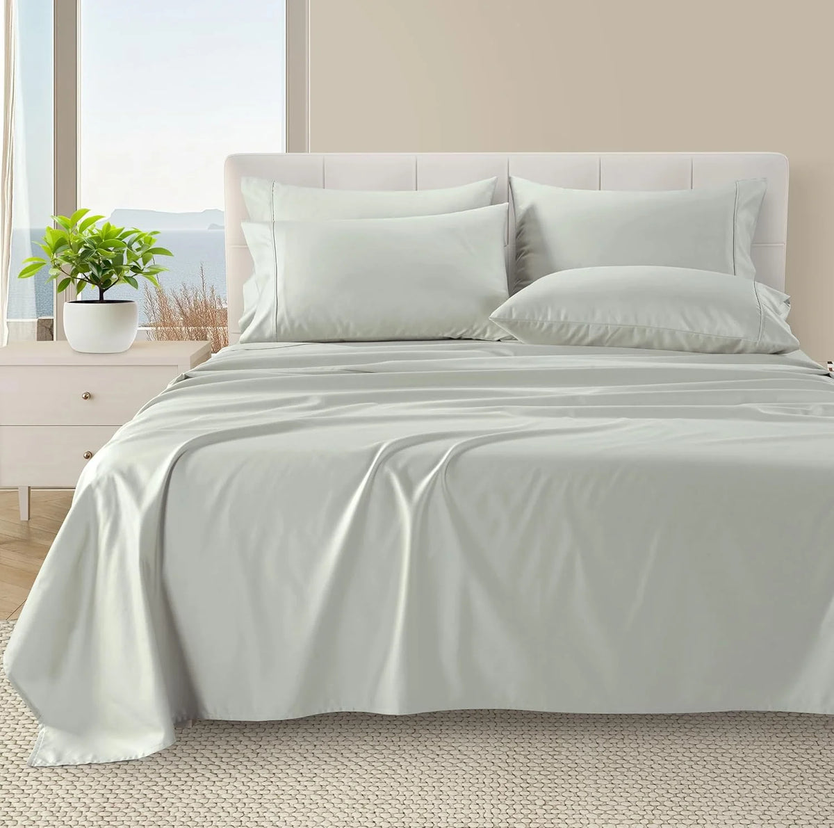 Silver Queen Cotton Sheet Set with Pillowcases M998