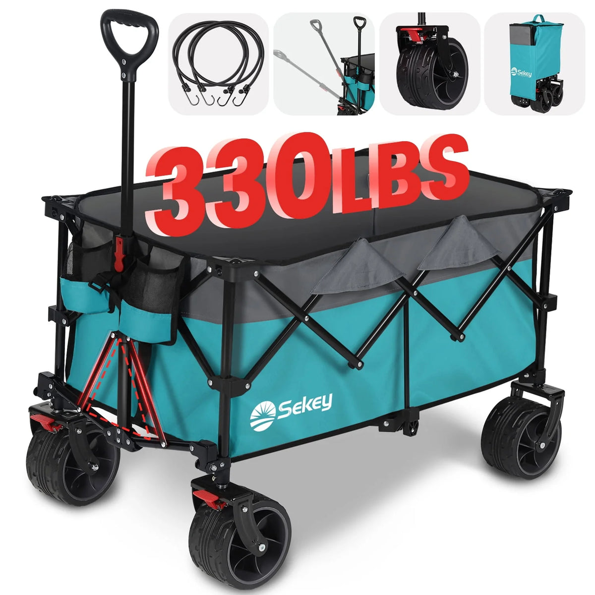 200L Heavy Duty Foldable Wagon with All-Terrain Wheels, Black G6496