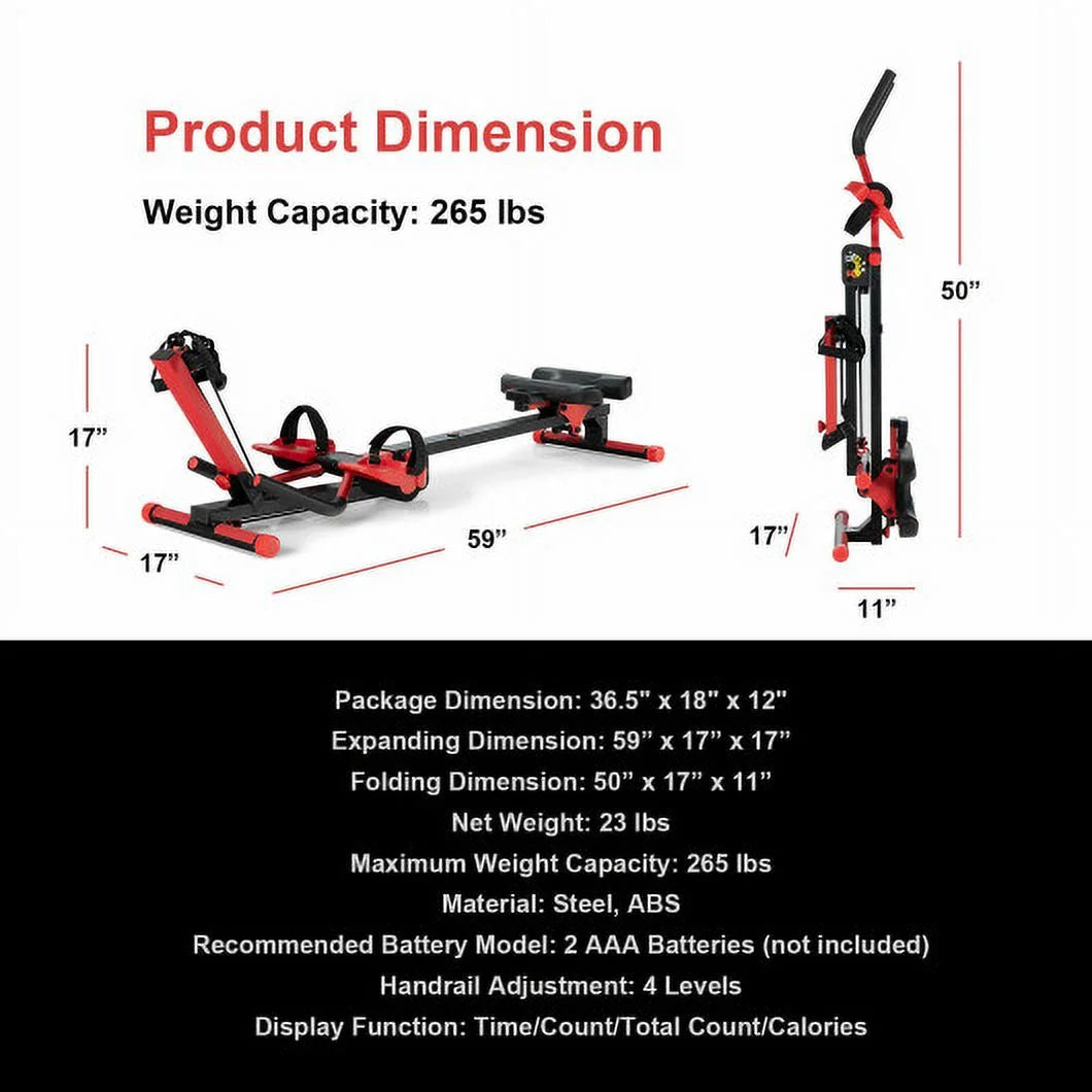 4-in-1 Folding Rowing Machine with Control Panel V81926