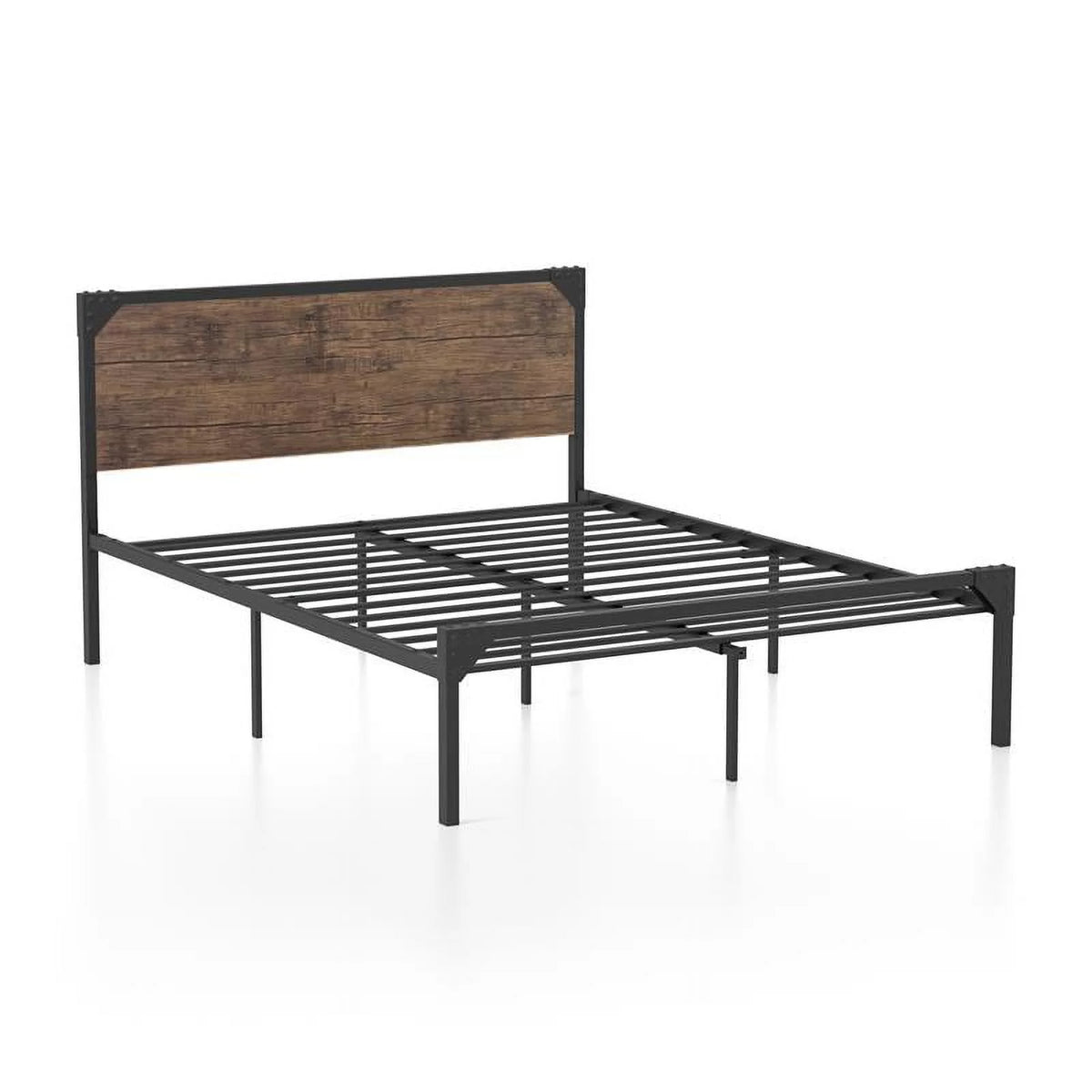 Queen Metal Platform Bed in Brown Q85499