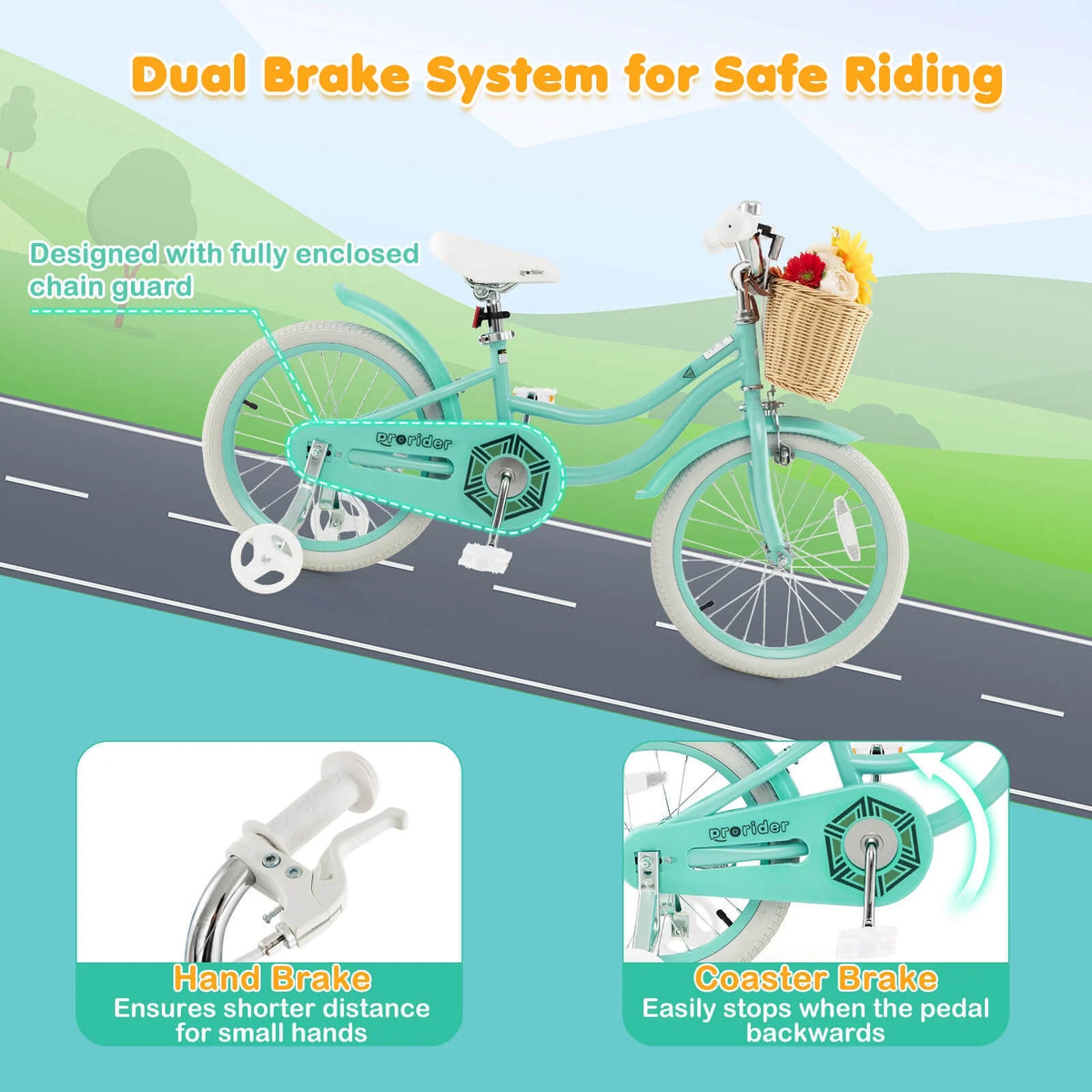 Green Kid's Bike with Training Wheels F382