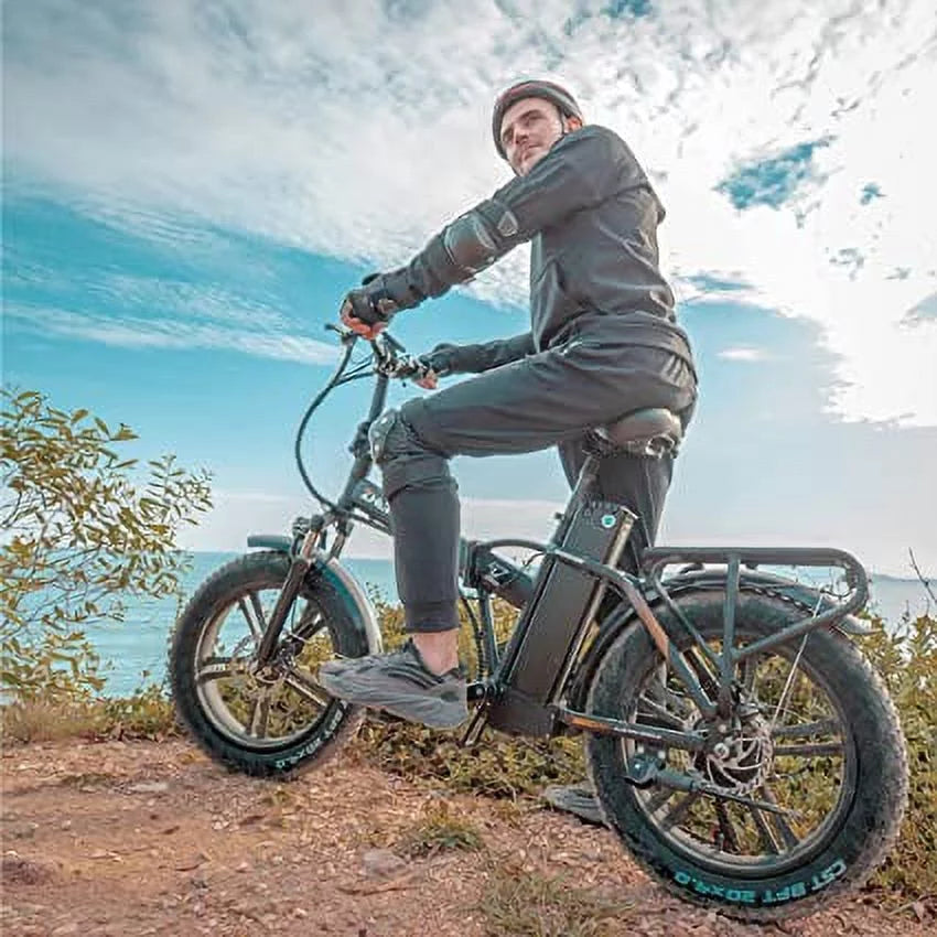 20 Fat Tire Folding Electric Bicycle 750W Motor 48V 20Ah Battery Black W834496