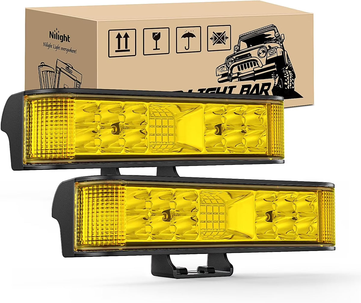 Amber LED Light Bar Pods 2PCS 6.5 Inch 60W Flood Spot Beam Combo Work Light F3280