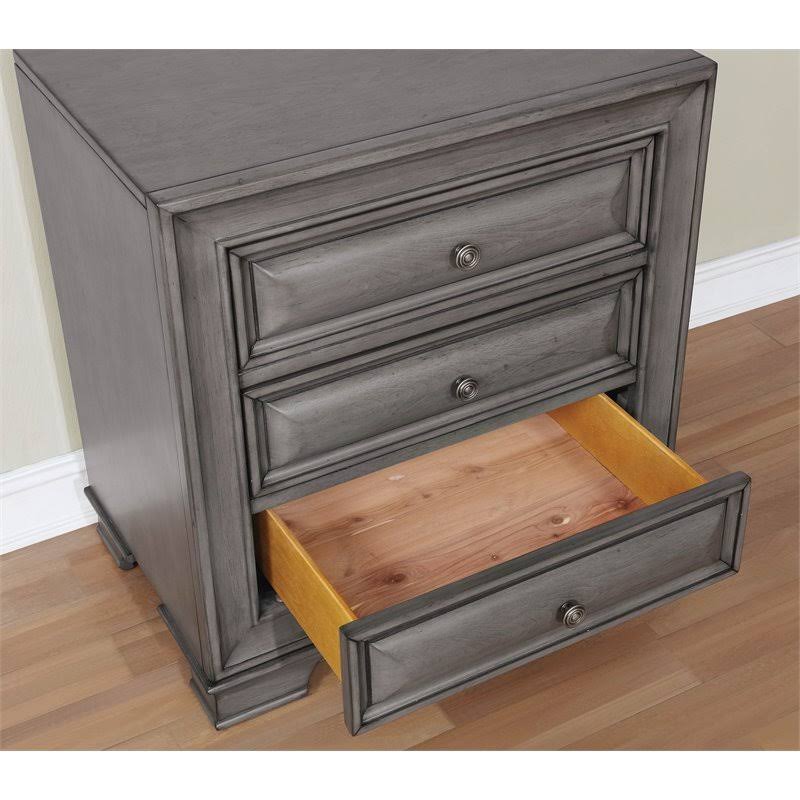 Gray Solid Wood 3-Drawer Nightstand Z75911