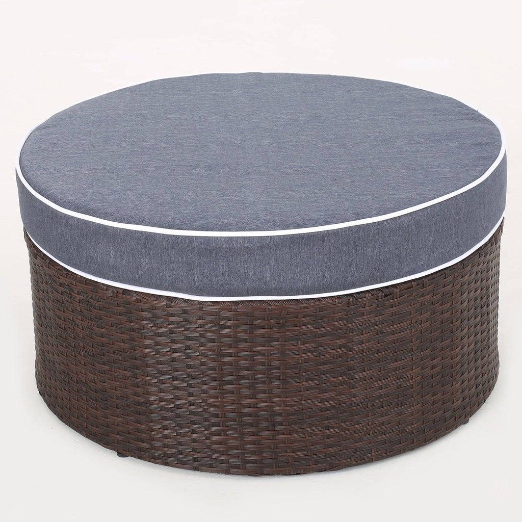 5 Piece Outdoor Wicker Seating Set with Ottoman and Cushions N8203