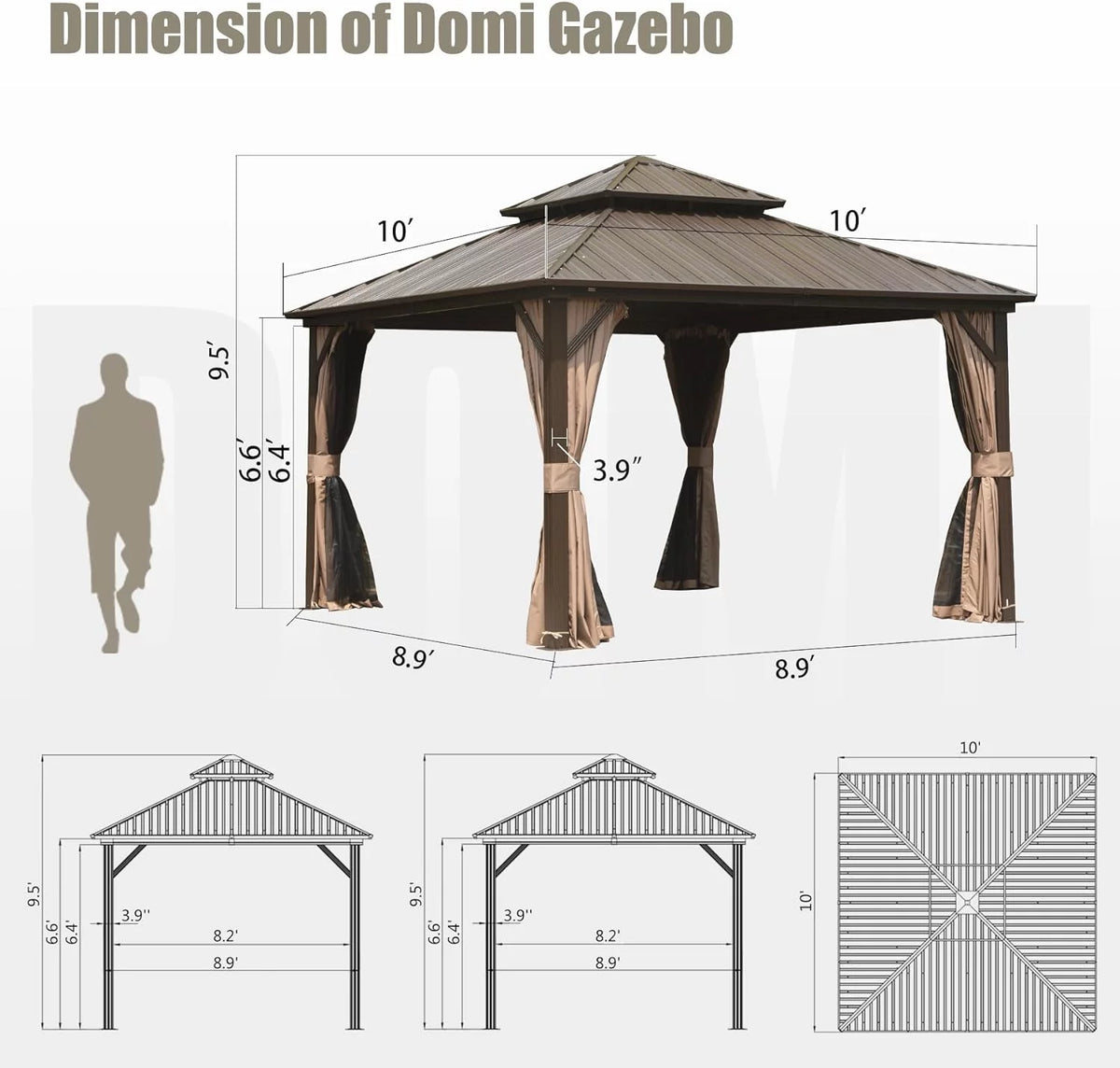 10x10x9.5ft Hardtop Gazebo Q635597