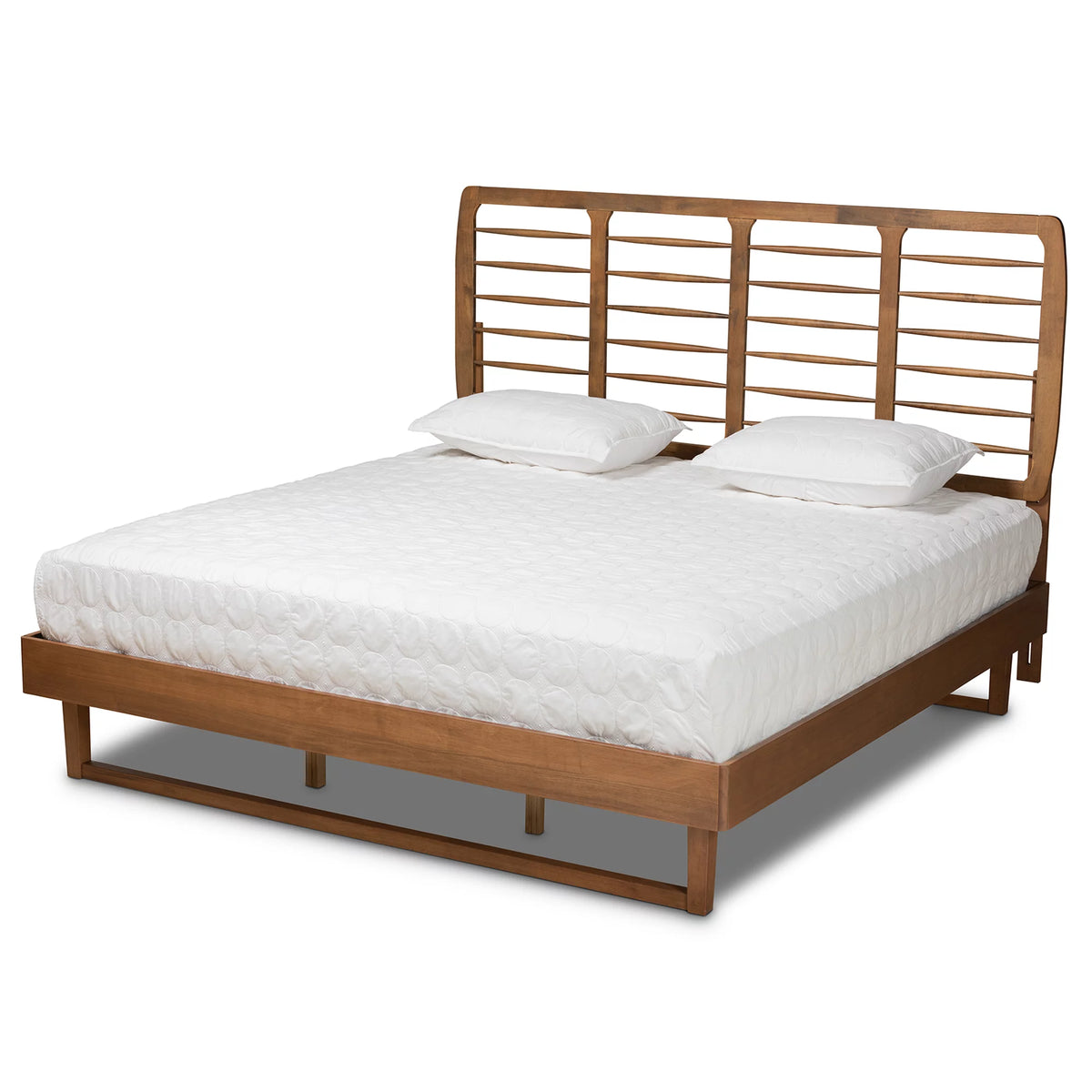 King Walnut Brown Engineered Wood Platform Bed U198152