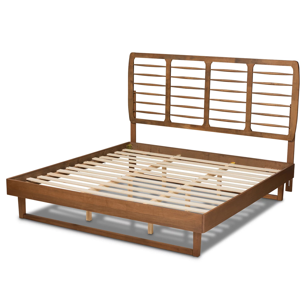 King Walnut Brown Engineered Wood Platform Bed U198152