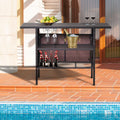Outdoor Wicker Bar with 2 Storage Shelves V13111