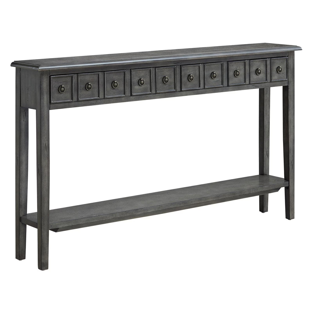 Gray 4-Drawer Console Table with Shelf I47165