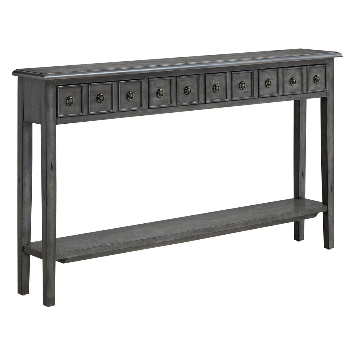 Gray 4-Drawer Console Table with Shelf I47165