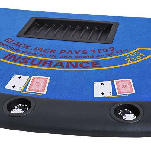 Foldable Poker Table for 7 Players with Chip & Cup Holder N35596